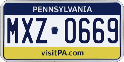 PA license plate MXZ0669