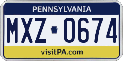 PA license plate MXZ0674