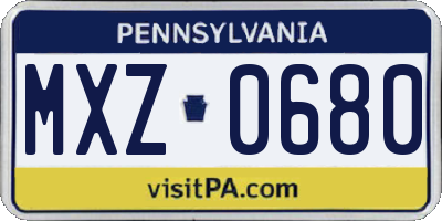 PA license plate MXZ0680