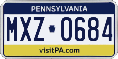 PA license plate MXZ0684