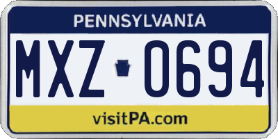 PA license plate MXZ0694