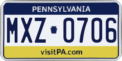 PA license plate MXZ0706