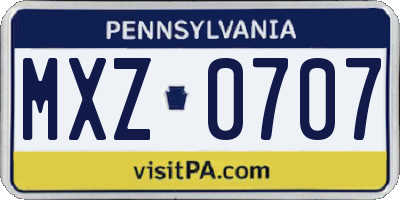 PA license plate MXZ0707