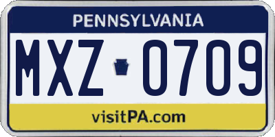 PA license plate MXZ0709