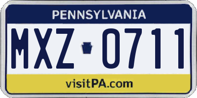 PA license plate MXZ0711