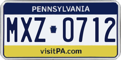 PA license plate MXZ0712