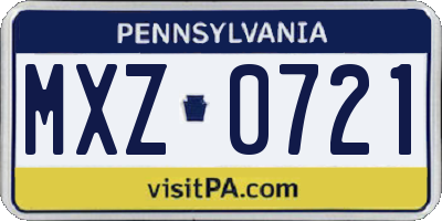 PA license plate MXZ0721