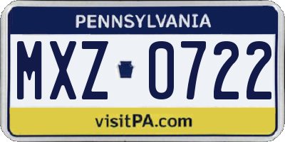 PA license plate MXZ0722
