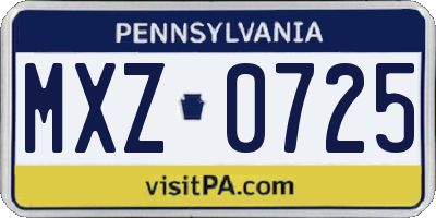 PA license plate MXZ0725