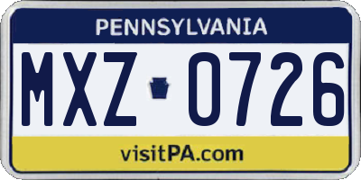 PA license plate MXZ0726