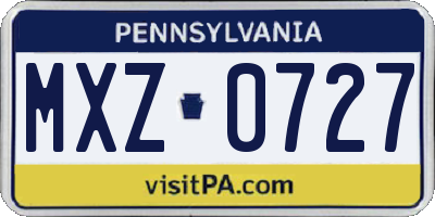 PA license plate MXZ0727