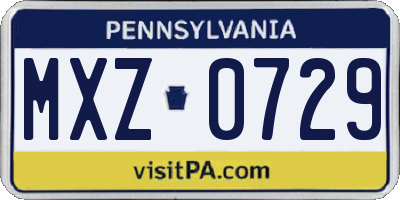 PA license plate MXZ0729