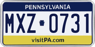 PA license plate MXZ0731