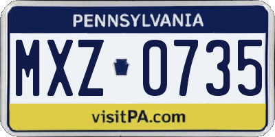 PA license plate MXZ0735