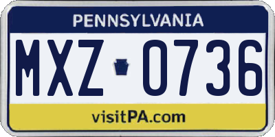 PA license plate MXZ0736