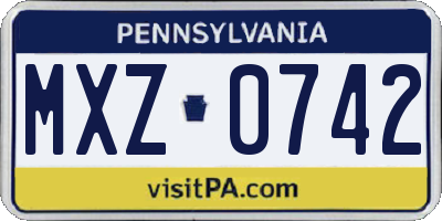 PA license plate MXZ0742