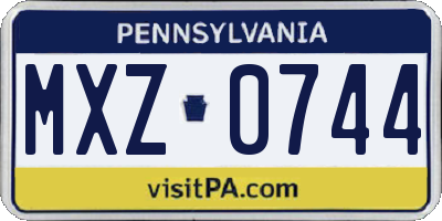 PA license plate MXZ0744