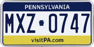 PA license plate MXZ0747