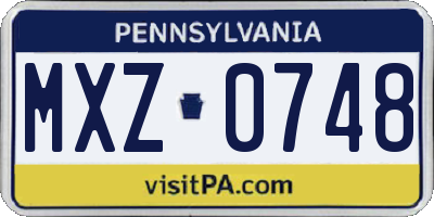 PA license plate MXZ0748