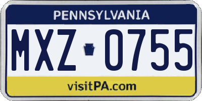 PA license plate MXZ0755