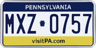 PA license plate MXZ0757