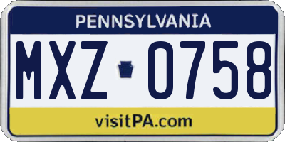 PA license plate MXZ0758