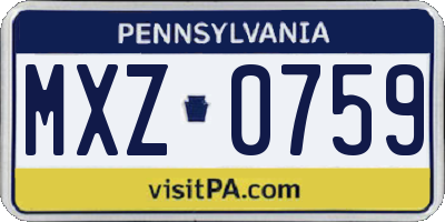 PA license plate MXZ0759