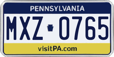 PA license plate MXZ0765