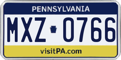 PA license plate MXZ0766