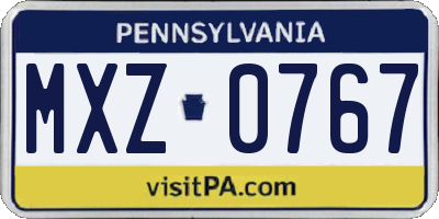 PA license plate MXZ0767