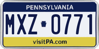 PA license plate MXZ0771