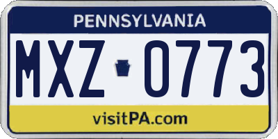 PA license plate MXZ0773