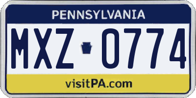 PA license plate MXZ0774