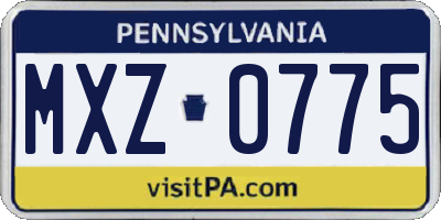 PA license plate MXZ0775
