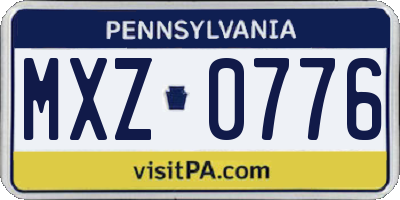 PA license plate MXZ0776