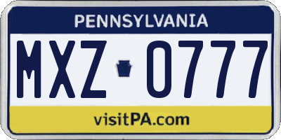 PA license plate MXZ0777