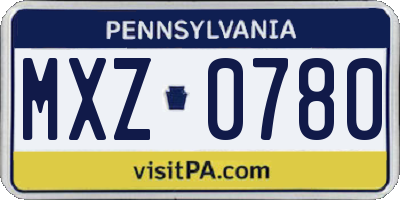 PA license plate MXZ0780