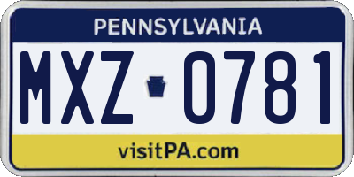 PA license plate MXZ0781
