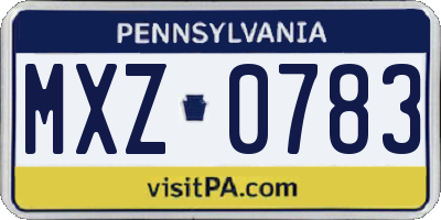 PA license plate MXZ0783