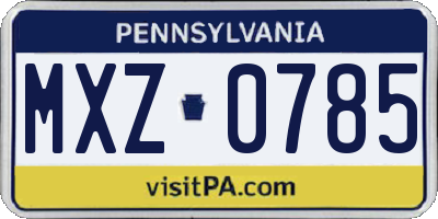 PA license plate MXZ0785
