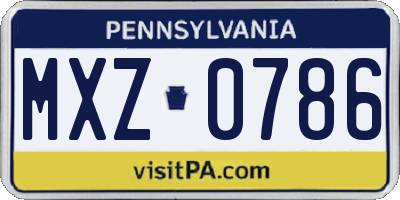 PA license plate MXZ0786