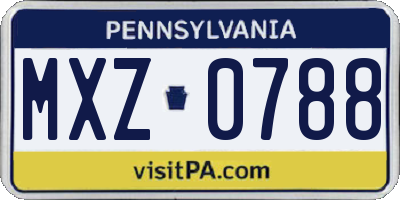 PA license plate MXZ0788