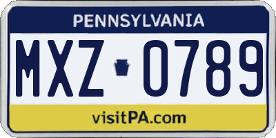 PA license plate MXZ0789