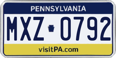 PA license plate MXZ0792