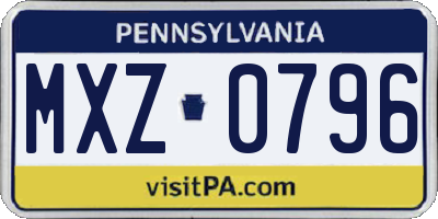 PA license plate MXZ0796