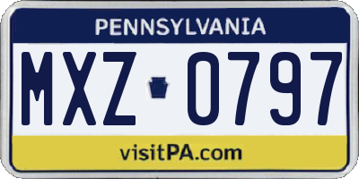 PA license plate MXZ0797