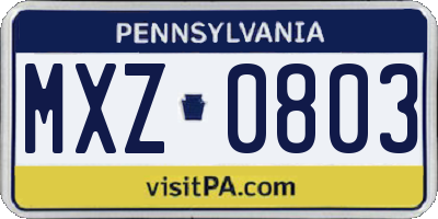 PA license plate MXZ0803