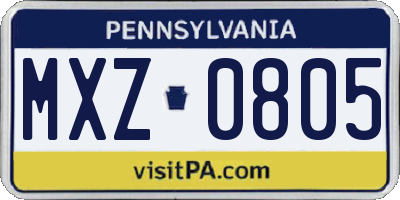 PA license plate MXZ0805