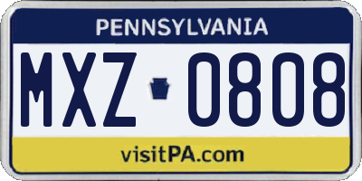 PA license plate MXZ0808