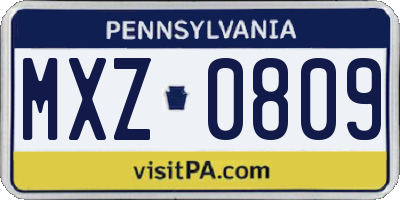 PA license plate MXZ0809